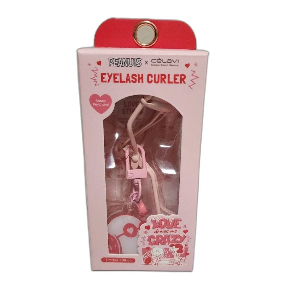 NIB Peanuts x Célavi Limited Edition Eyelash Curler - Pink w/ Bonus Keychain